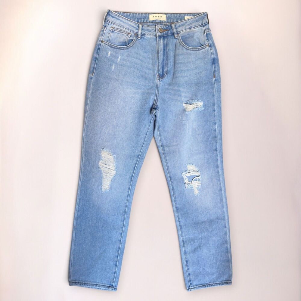 PACSUN Light Wash Blue Mom Jeans Women's Size 28 Distressed